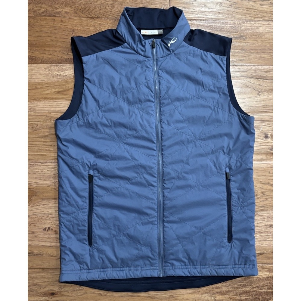 KJUS Vest Mens 48 S Blue Retention Quilted Insulated Full Zip Golf Performance